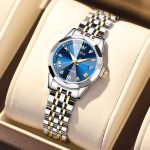 OLEVS Womens Watch Fashion Dress Diamond Female Watches for Ladies Analog Quartz Stainless Steel Waterproof Luminous Day Date Two Tone Wristwatch - Image 5